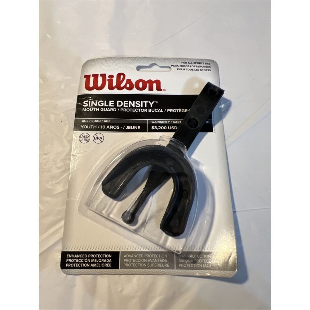 Wilson Single Density Strapped Football Mouth Guard Protector Youth 10 Sealed